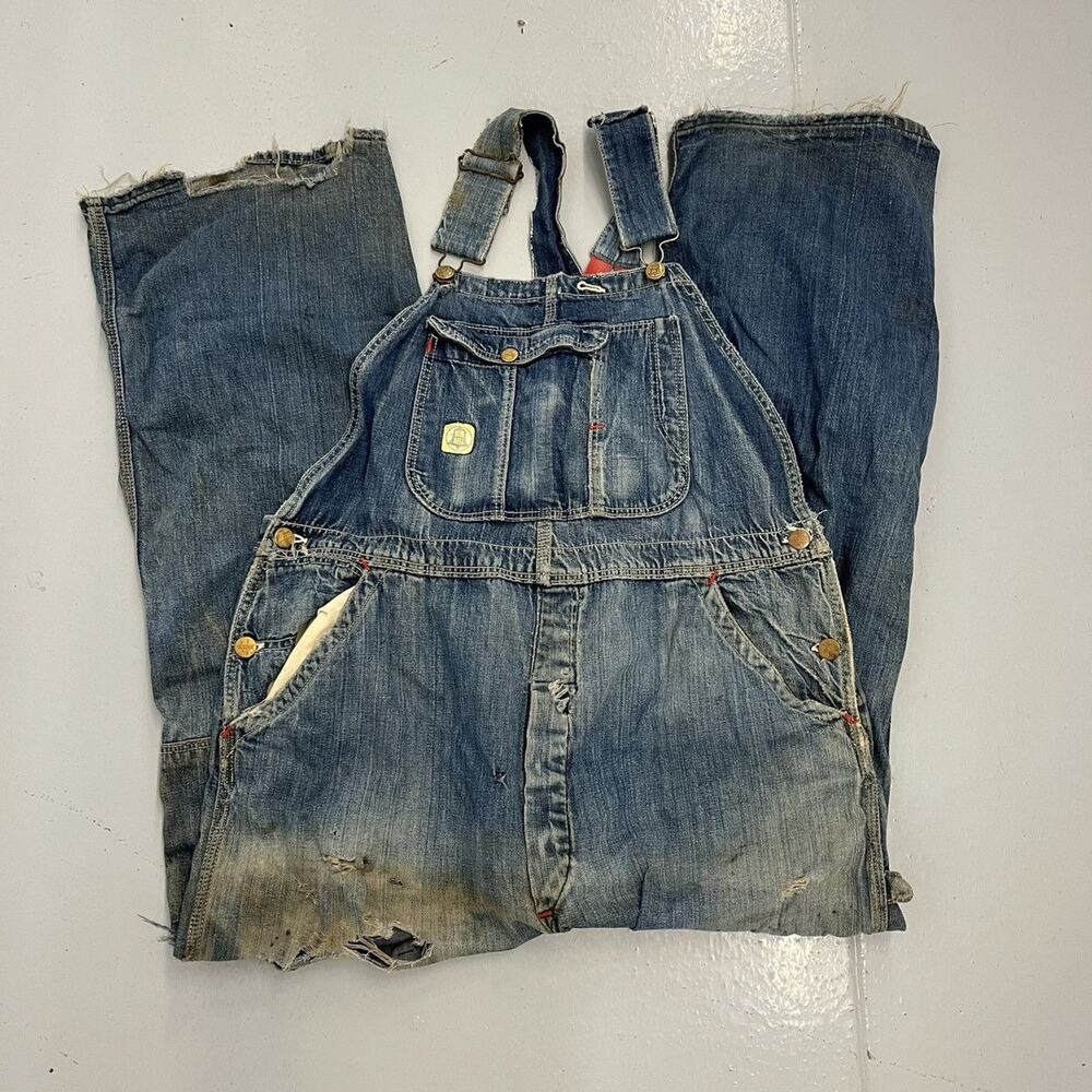 Vintage 50s Blue Bell Blue Sanforized Denim Overalls 38x28